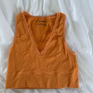 Garage Orange Ribbed Crop Tank Top